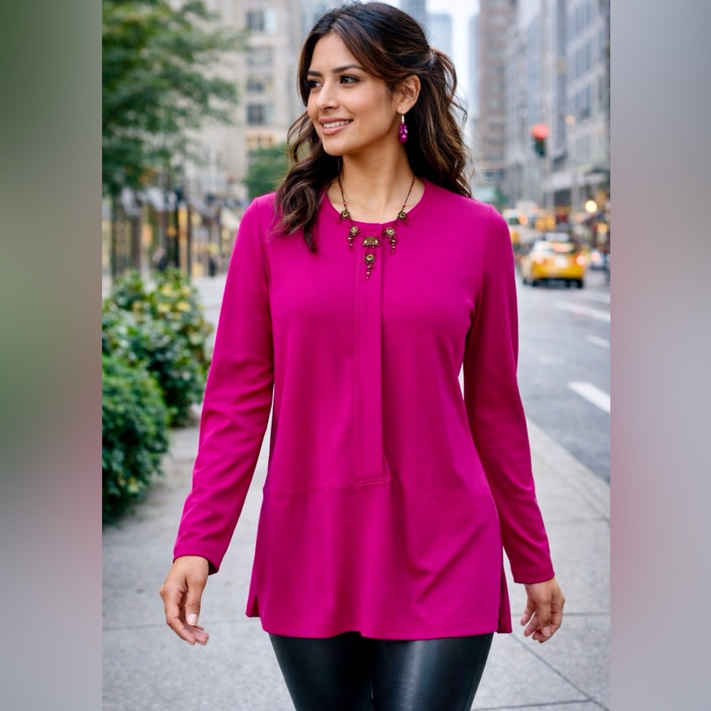 Ralph Lauren Magenta Silky Flowing Top EUC Size S
